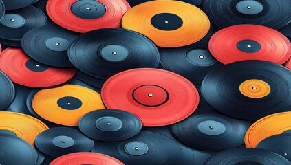 Retro pattern of vinyl records