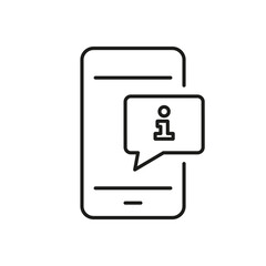 Aufkleber - Mobile Info and Support Line Icon for Customer Assistance and Help. Information Message for Online Support and Communication Outline Symbol. Editable Stroke. Isolated Vector Illustration