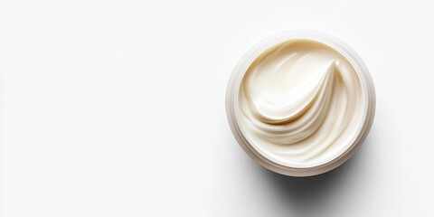 Poster - Cosmetic cream isolated on a white background with copy space, top view, close-up.