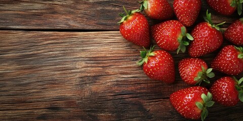 Canvas Print - Closeup of strawberries on a wooden background.