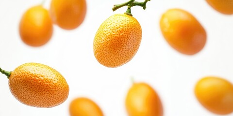 Canvas Print - Close-up of a kumquat orange set against a white background.