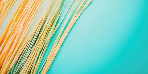 Fototapete - Creative background with straw for copy space. Minimal flat lay card design. Natural composition background.