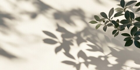 Aufkleber - Shadow of a plant cast on a light wall, with room for text.