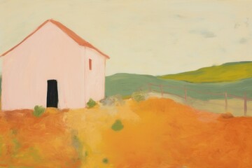 Canvas Print - Farm and little coe painting architecture building.