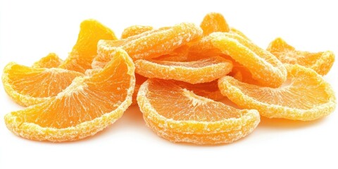 Poster - Dried sugar mango orange slices isolated on a white background