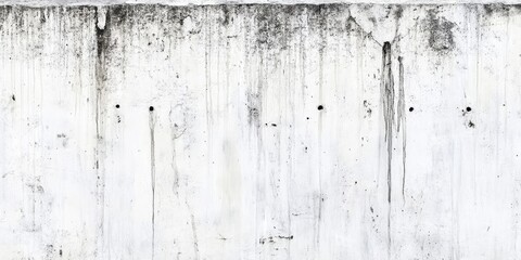 Leinwandbilder - Weathered whitewashed wall featuring dirty drips and nail holes, serving as a textured background.