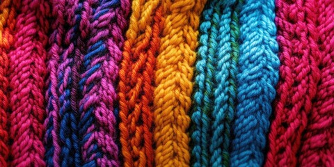 Poster - Multicolored Knit Sweater Fabric Texture. Vivid saturated background.