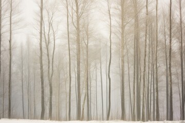 Wall Mural - Winter forest tree land.