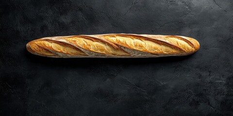 Poster - French baguette on a black background. Copy space.