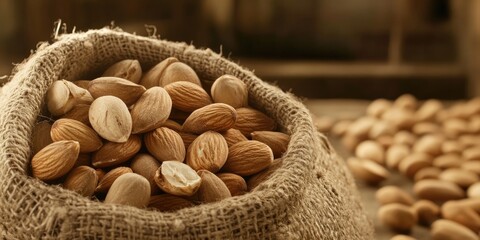 Poster - A SACK FULL OF ALMONDS WITH THEIR SHELLS
