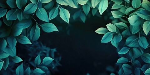 Poster - Green natural banner with dark summer leaves.