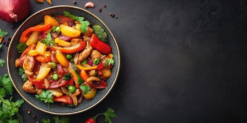 Aufkleber - Chinese stir-fried vegetables. With copy space.