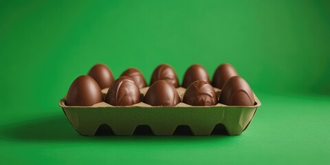 Poster - Easter egg-shaped box of chocolates on a green screen.