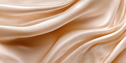 Aufkleber - Beautiful, smooth, elegant, wavy beige/light brown satin silk luxury fabric texture, abstract background design. Copyspace. Card or banner.