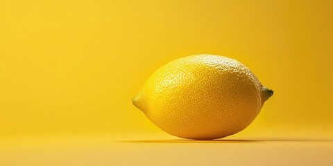 Poster - Lemon isolated on a yellow background. Area for text or design.