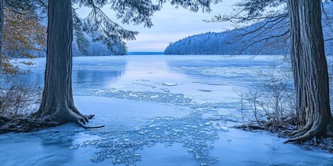 Leinwandbilder - initial ice on the lake