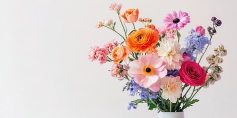 Poster - flowers in a vase against a white background