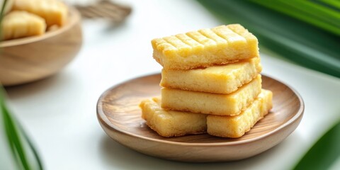 Poster - Traditional Malaysian cookie snack known as 'Kuih Kapit' on a white background. DOF and copy space.