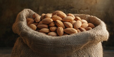 Poster - A SACK FULL OF ALMONDS WITH THEIR SHELLS