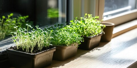 Poster - microgreens grow on the windowsill