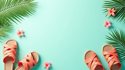 Poster - A creative summer vacation concept serving as a perfect background for your content, complete with ample copy space available.