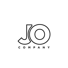Poster - Letter J and O, JO logo design template. Minimal monogram initial based logotype.