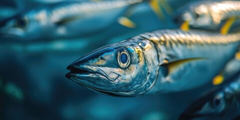 Poster - mackerel in a high-resolution image with blurred edges