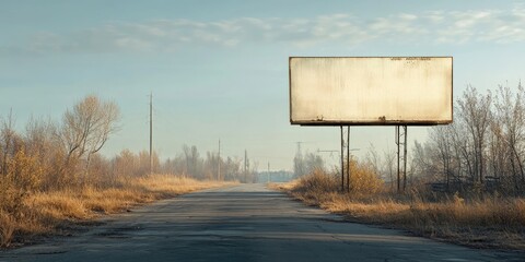 Poster - Billboard featuring copyspace beside the unclean road.