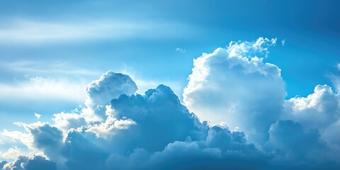 Poster - vivid blue sky with dark clouds, showcasing nature's beauty and providing copyspace for text addition