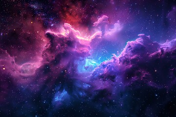 A purple and blue nebula with stars in the background