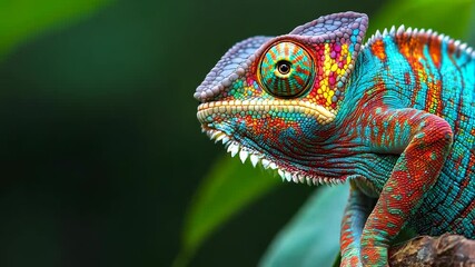 Poster - A Vivid Chameleon Perched on a Branch