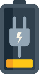 Poster - simple battery icon is showing an electric plug and indicating charging status with a yellow bar