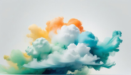 Abstract cloud of colored smoke on white background