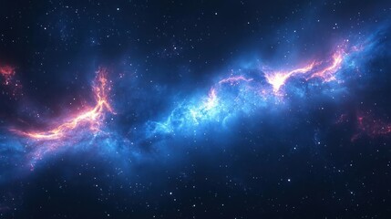 Wall Mural - A beautiful view of a vibrant space nebula with stars twinkling against the backdrop of the galaxy.