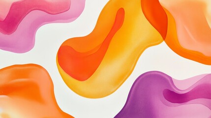 Abstract orange and pink shapes. Abstract art of pink and orange shapes, flowing and overlapping against a white background.