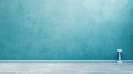 Poster - Abstract Blue Wall with Minimalist Lamp Design