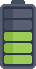 Poster - simple battery icon with almost full power level, indicating sufficient energy reserve