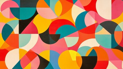 Wall Mural - Geometric abstract art. Colorful abstract art with geometric shapes and patterns, creating a modern and dynamic visual.