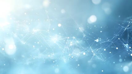 Wall Mural - abstract blue background with white lines and glowing circles