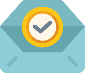 Poster - Image of a blue envelope with a checkmark, representing successful delivery and validation