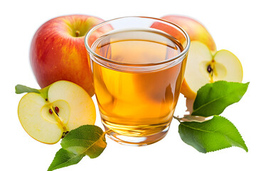 Wall Mural - Fresh apples and apple juice on a white background.