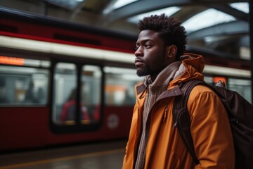 African american man portrait travel adult.