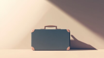 Aufkleber - The illustration features a suitcase with a handle, showcasing minimalist design elements and soft shadows in a tranquil ambiance. Generative AI