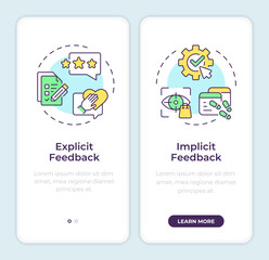 Canvas Print - User feedback different types onboarding mobile app screen. Walkthrough 2 steps editable graphic instructions with linear concepts. UI, UX, GUI template. Montserrat SemiBold, Regular fonts used