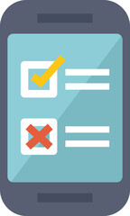Poster - smartphone is displaying an online survey with checkboxes being ticked off and crossed out