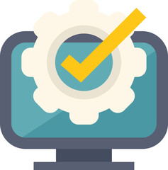 Poster - this color icon of a computer screen showing a checkmark inside a gear is perfect for concepts like 