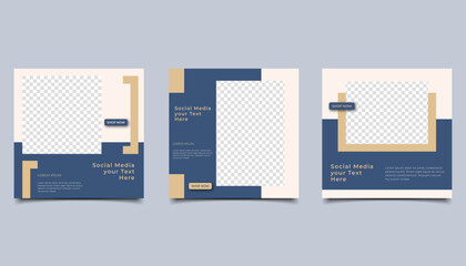 Wall Mural - set of editable minimal square banner template. suitable for social media post and web internet ads.
