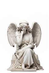 Poster - White Angel statue angel white background representation.