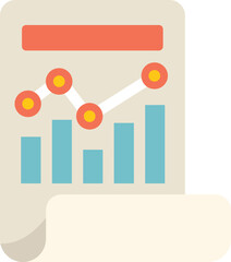 Poster - colorful icon of a document showing a statistical graph with a growing financial chart