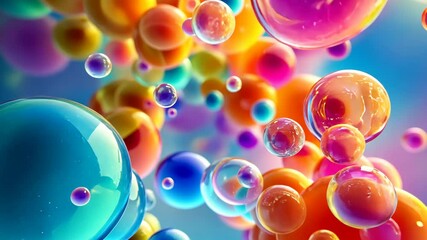 Wall Mural - a colorful assortment of bubbles floats in the air